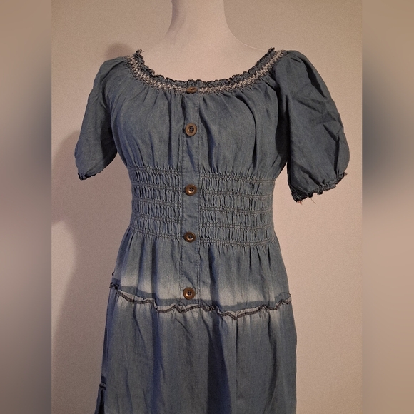 Chambray Blue Smocked Dress - Picture 11 of 12